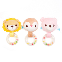 Custom Handmade Cartoon Animal Head Funny Lovely Soft Stuffed Plush Toy Rattle Baby Rattles For Baby