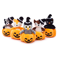 Custom Halloween Stuffed Plush Fox Pig Raccoon Penguin Toy In Pumpkin Head