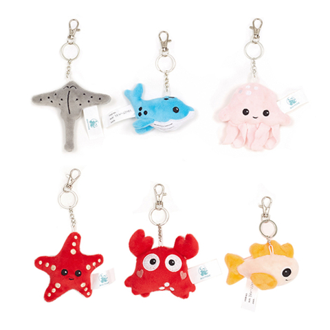 Mini Crab Octopus Starfish Shark Stuffed Sea Animal Toys Cute Plush Toy Keychain