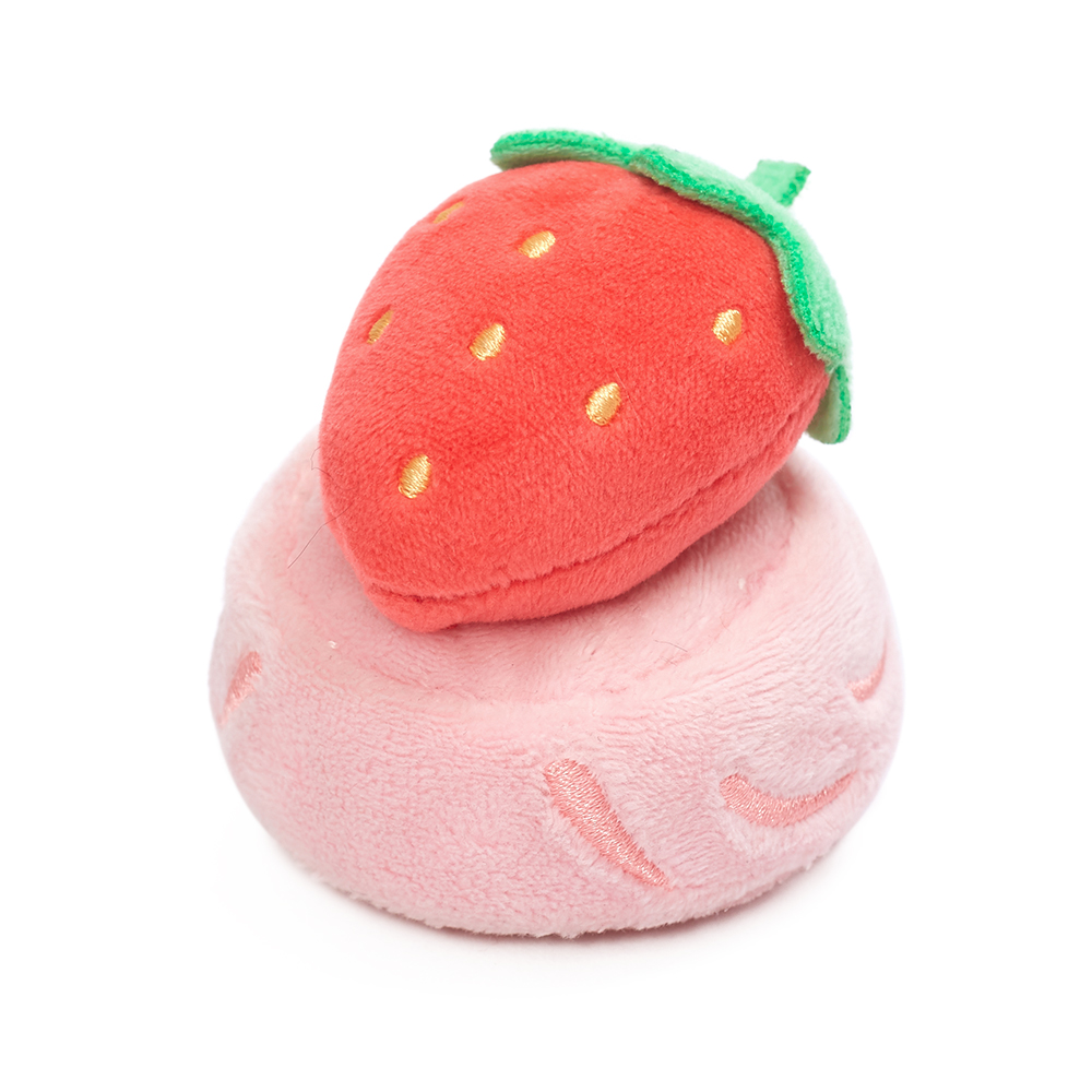 Lovely Red And Pink Plush Strawberry Dog Toy Funny Dog Chew Toys Squeaky for Small Pets