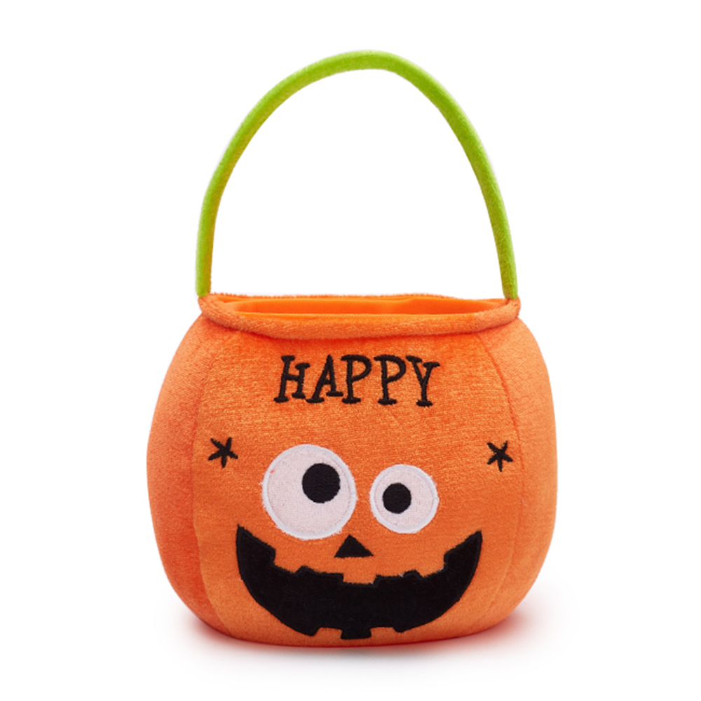Halloween Treat Bag Non Woven Pumpkin Spider Embroidery Halloween Pumpkin Basket
