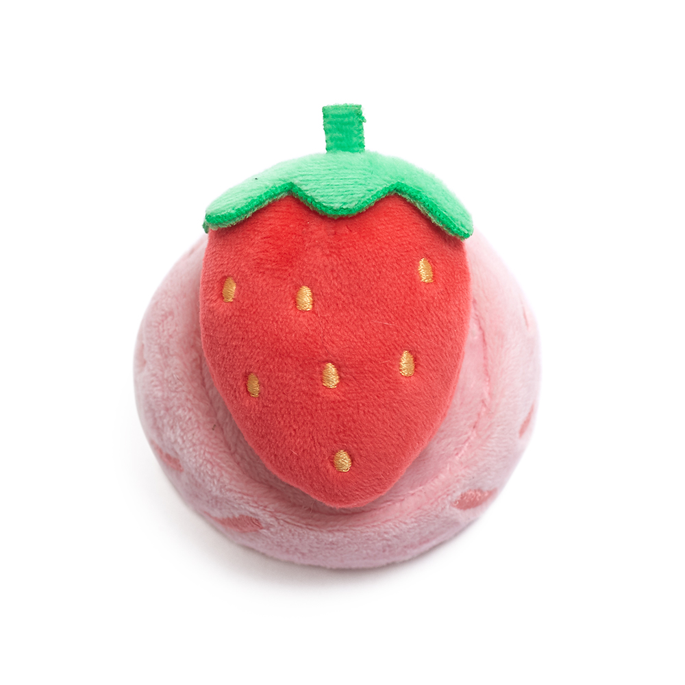 Lovely Red And Pink Plush Strawberry Dog Toy Funny Dog Chew Toys Squeaky for Small Pets