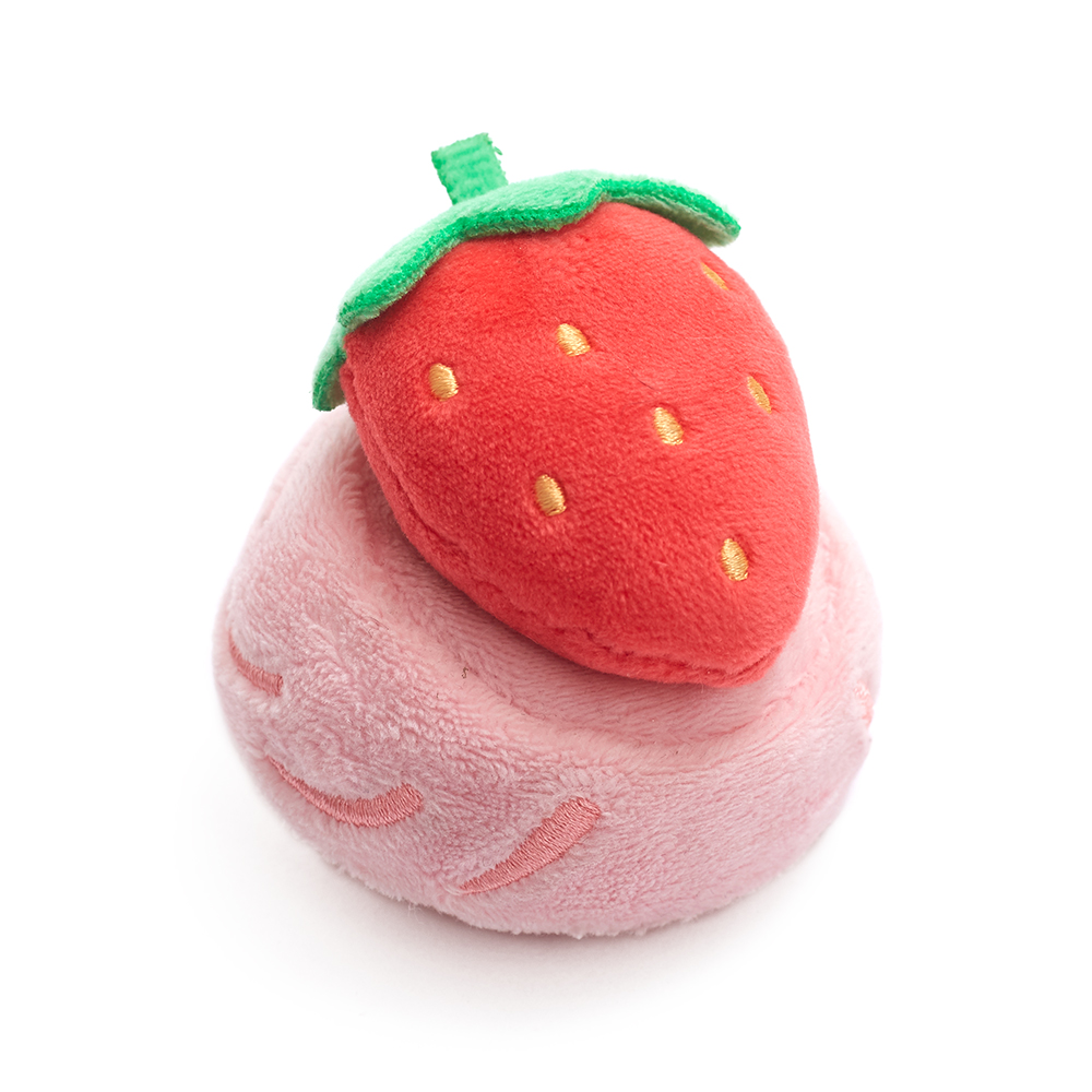 Lovely Red And Pink Plush Strawberry Dog Toy Funny Dog Chew Toys Squeaky for Small Pets
