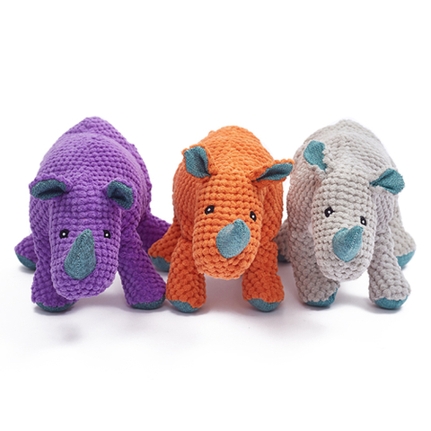 New Dog Toy Plush Rhino Shape Pet Dog Bite Chew Toys Set