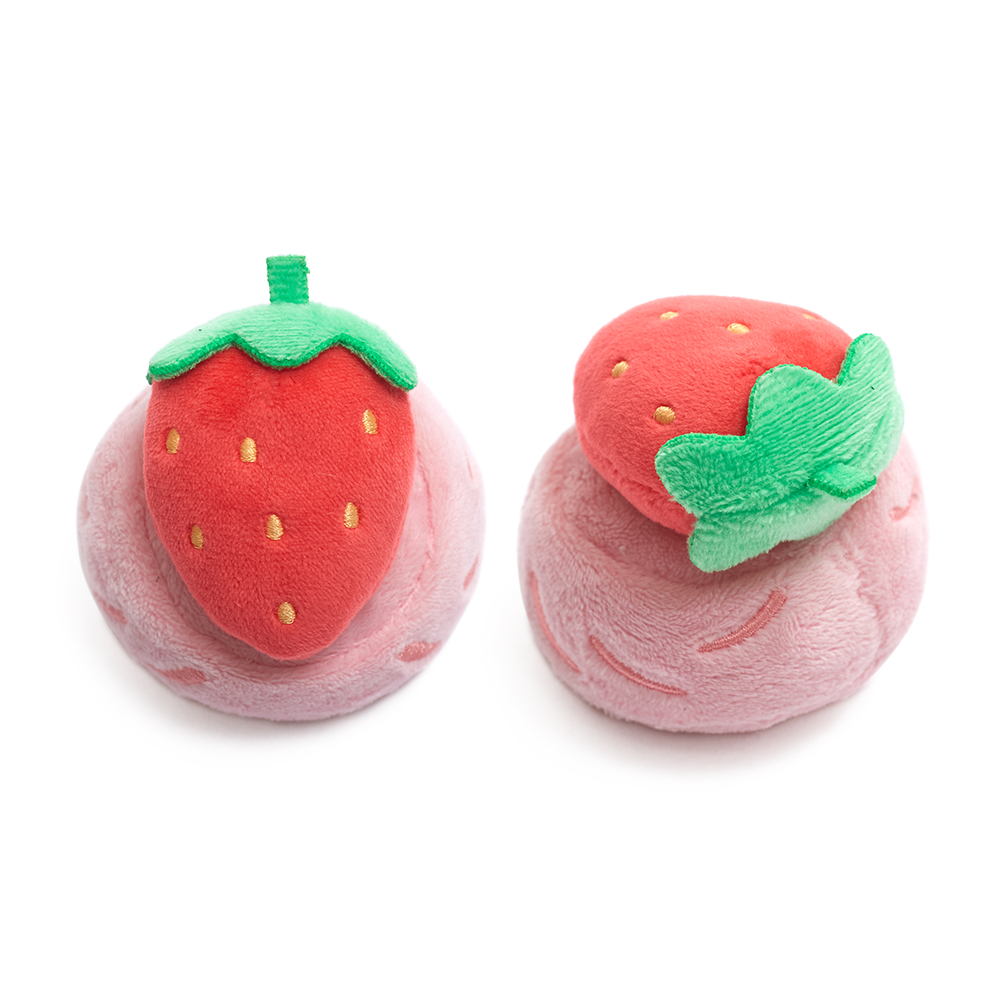 Lovely Red And Pink Plush Strawberry Dog Toy Funny Dog Chew Toys Squeaky for Small Pets