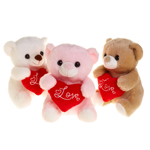 Cheap Plush Stuffed Teddy Bears With Red Heart Valentine Day Gift For Girlfriends