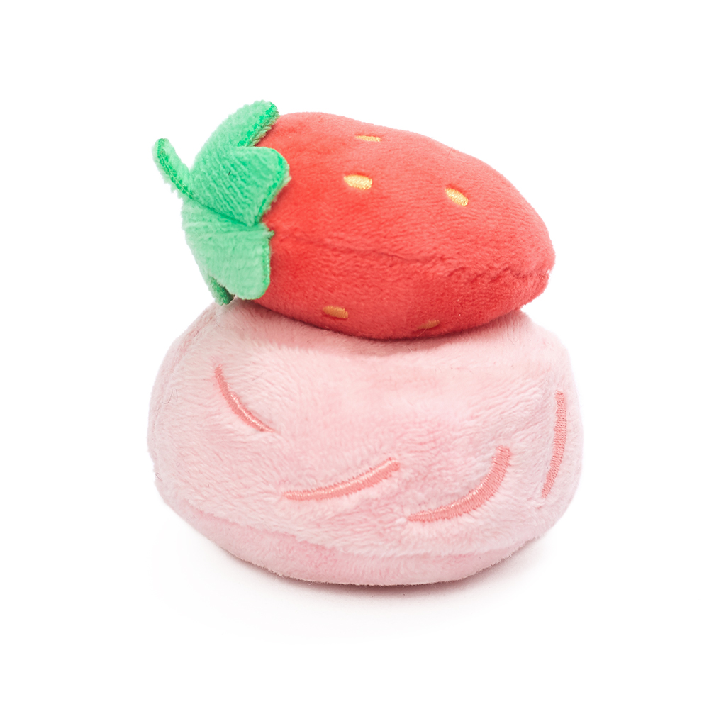 Lovely Red And Pink Plush Strawberry Dog Toy Funny Dog Chew Toys Squeaky for Small Pets